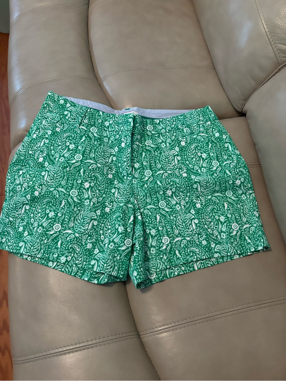 Women's Green Paisley Print Shorts